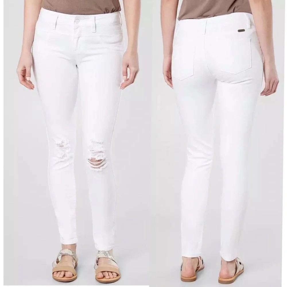 NEW KanCan Destroyed White Stretch Skinny Jeans 24 / 0 - Picture 6 of 12
